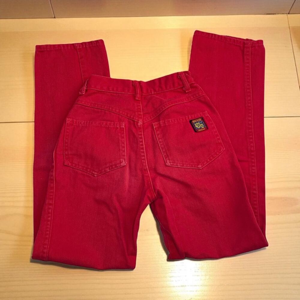 Vintage Anne Klein Kids Red Tapered Jeans Size 6-7 70s 80s Bold Color Pants